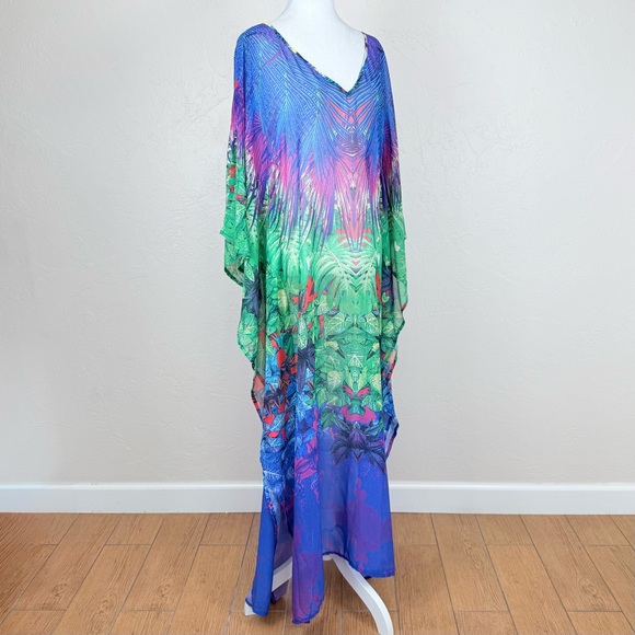 NWT Pierre Cardin Tropical Print Tunic Pareo Swim Cover Up Dress Size S - Picture 4 of 16
